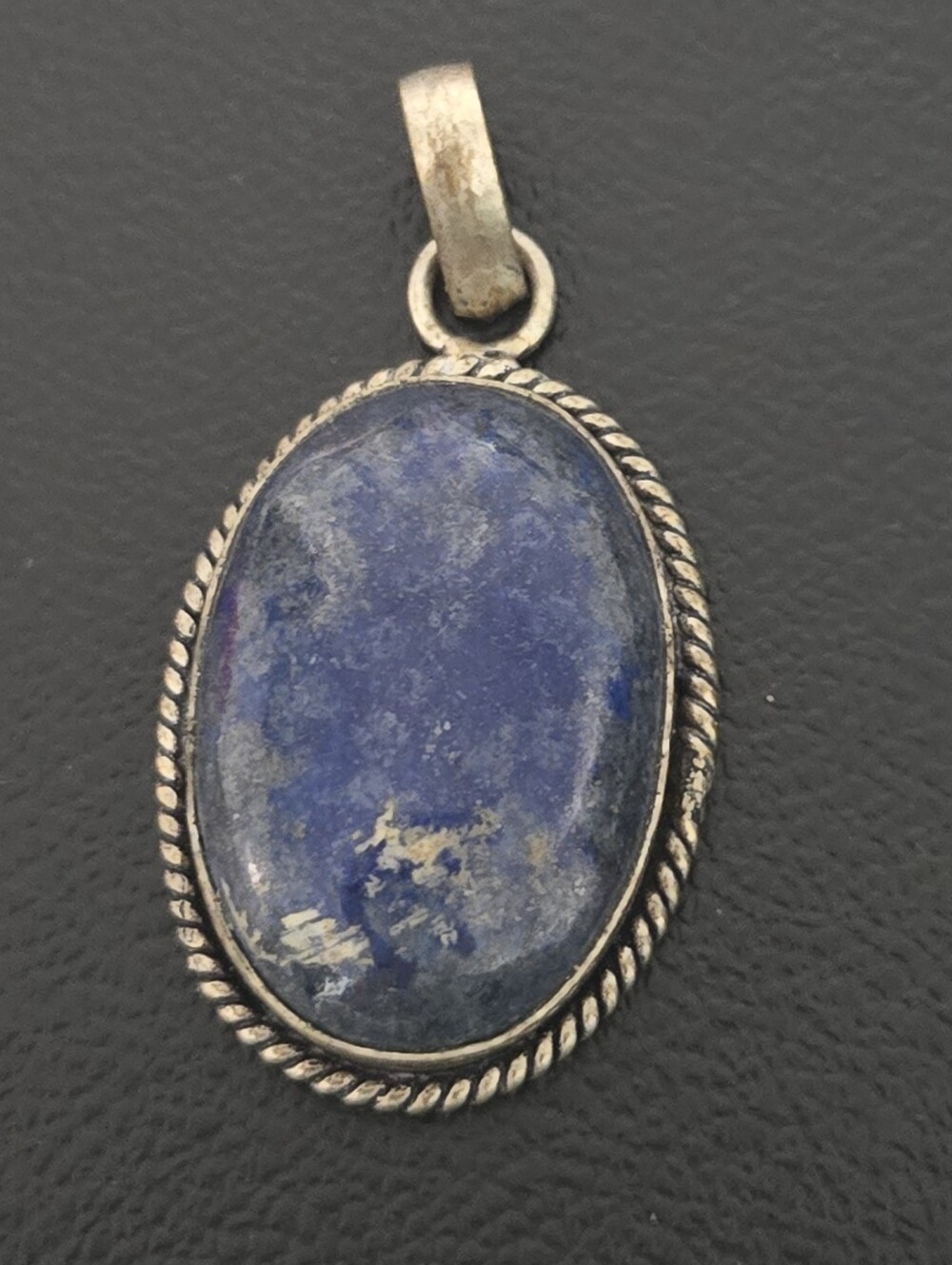 Vintage Lapis Lazuli Blue Stone Pendant Necklace Charm Cabochon